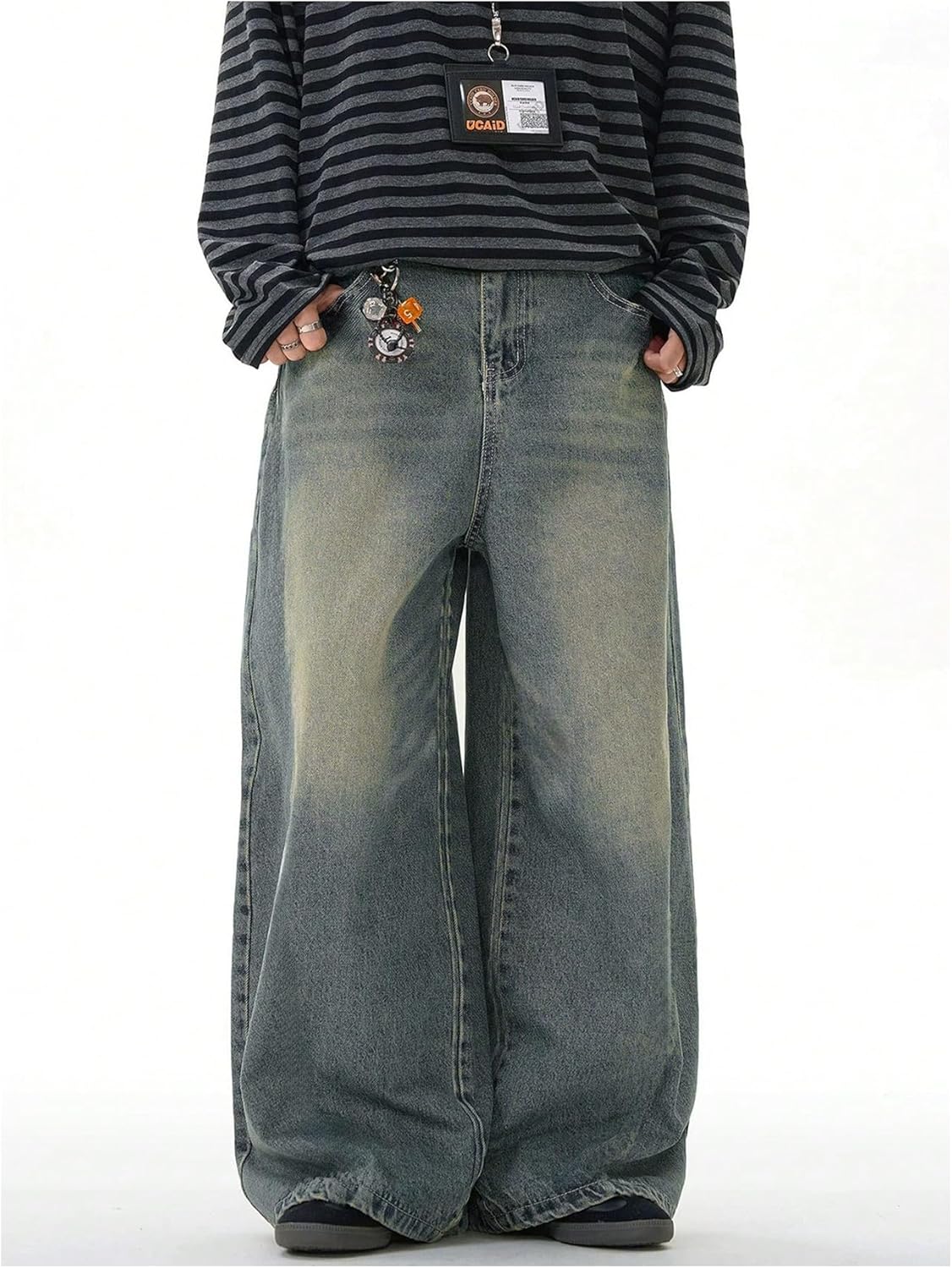 Floerns Men's Baggy Jeans Vintage Wide Leg Y2k Hip Hop Denim Pants Streetwear - Image 2