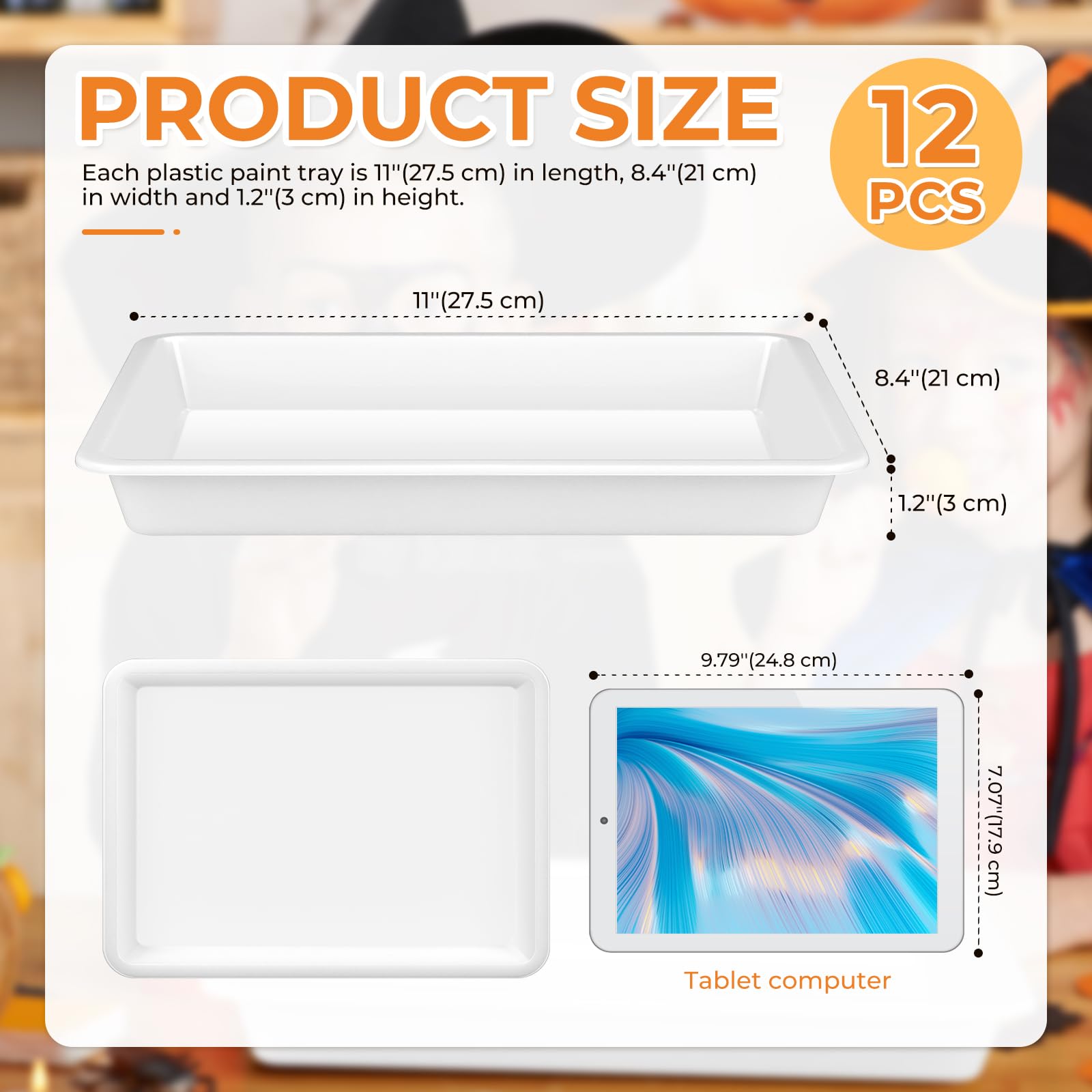 CZWESTC 12 PCS Plastic Paint Trays, Stackable White Art Tray for Building Blocks, Beads Sorting, DIY Projects, Painting, Small Craft Trays for Kids (11 x 8.2 Inch) - Image 2