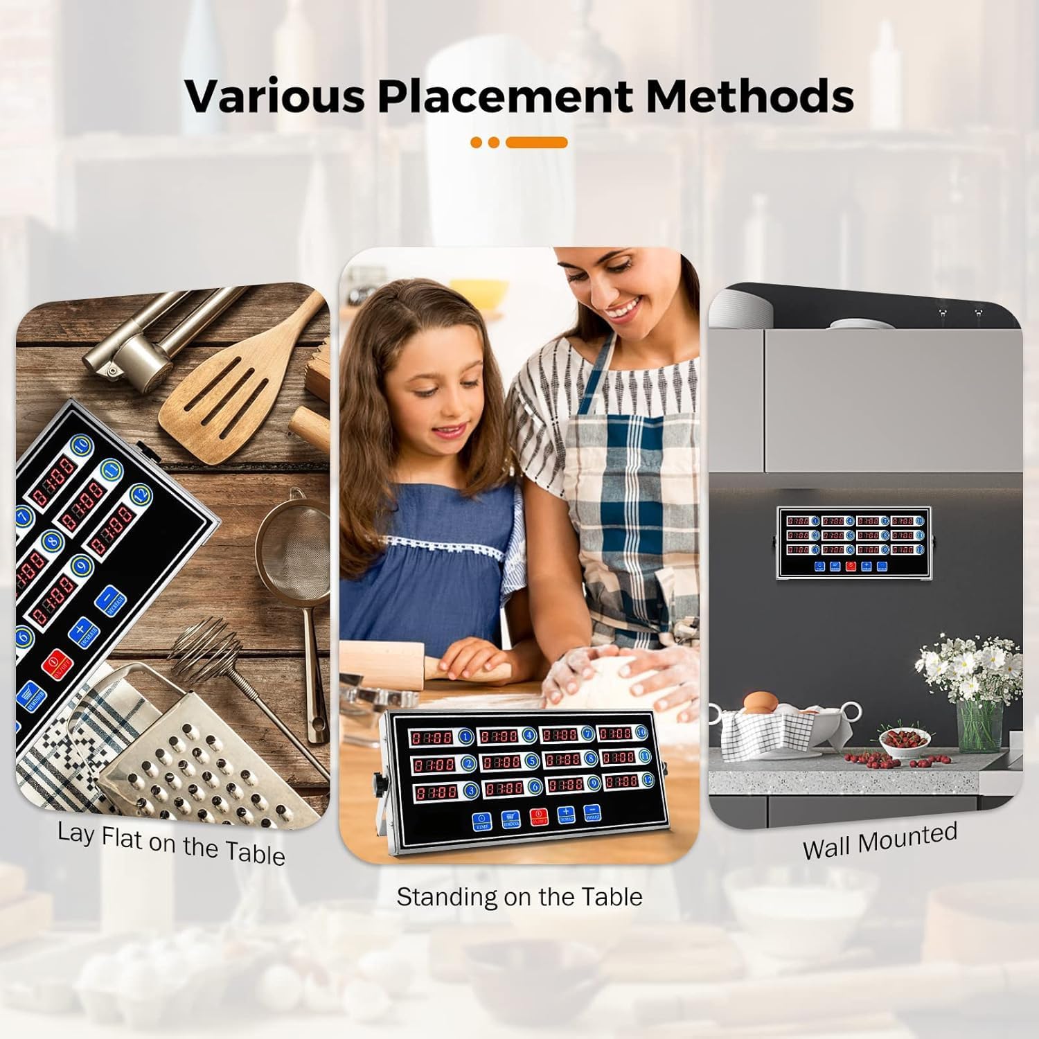 Timer Digitale for Ristoranti a 12 Canali, Timer for Cucina Commerciale con Allarme Forte, Ampio Display Lcd, Adatto for Cucinare