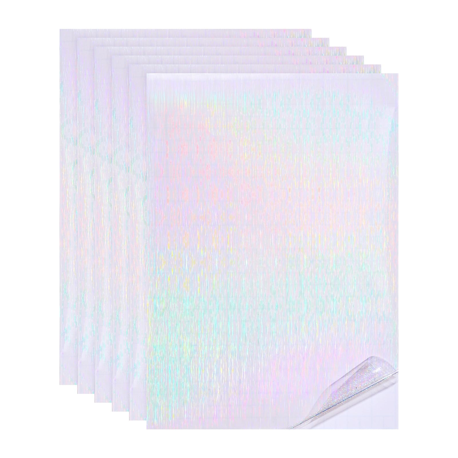 PATIKIL 12x8 Inch Holographic Laminate Sheets, 6Pcs Holographic Sticker Paper Transparent Vinyl Laminate Film A4 Waterproof Self Adhesive for Craft Books, Line Pattern