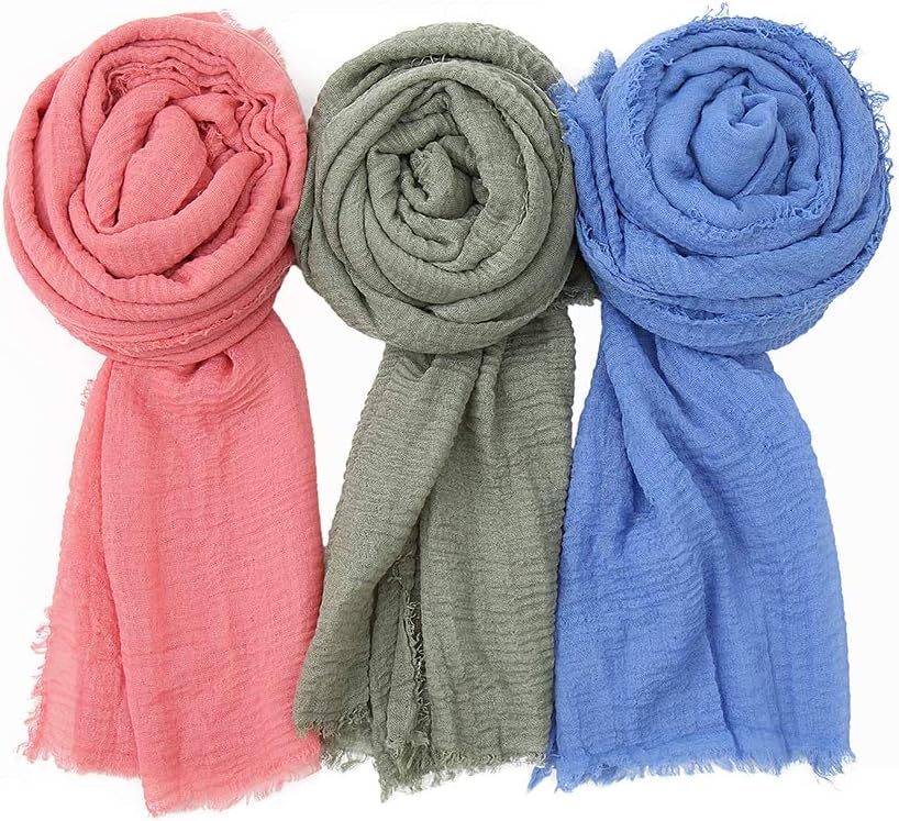 EVQ Soft Cotton Hemp Scarf Wrap Long Hijab Scarves for Women
