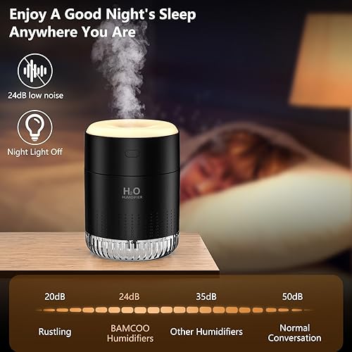 Miniatura 6 de Mini humidificador portátil, apagado automático, 2 modos de niebla, humidificadores bastante pequeños para dormitorio, viajes, oficina, escritorio,