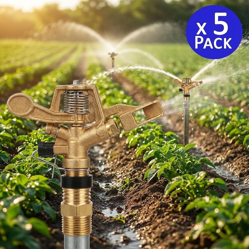 Suinga Aspersor de Riego Agricola Circular 1/2'' 24º | Pack 5 Aspersores con Alcance 9 a 14 m | Aspersor de Jardin 360º