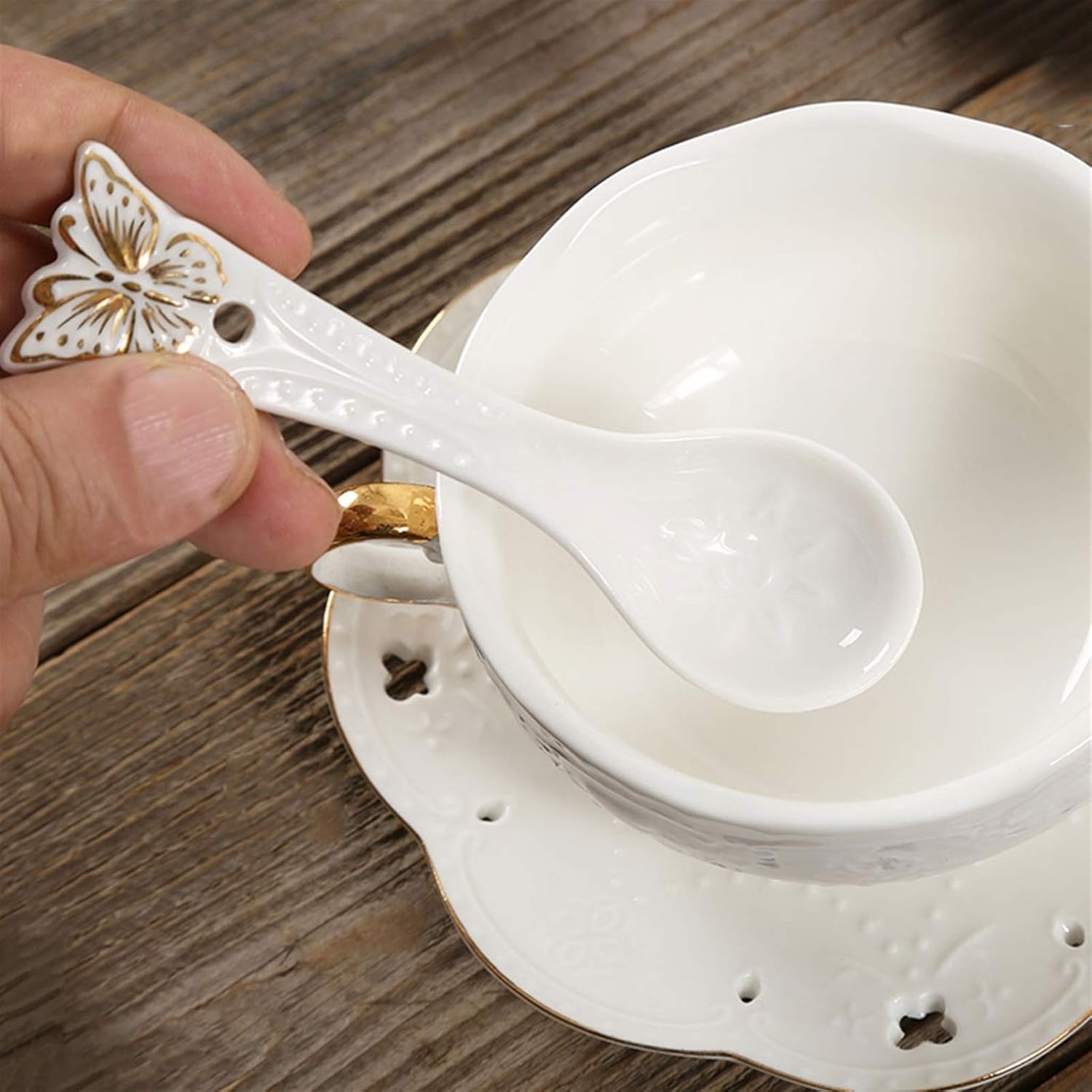 Scoop Soup Spoon Set Miaojin Creative Porcelain Spoon Coffee Spoon Rice Spoon Cute Ceramic Spoon Set of 10 4.72 inches Soup Spoon (Color : D)