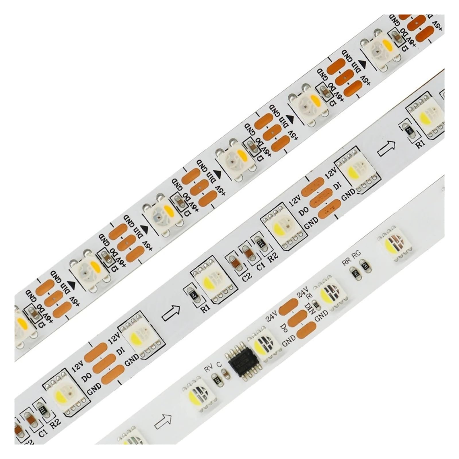 Tira de luces LED DC5V 12V 24V SK6812 WS2814 RGBW 5050SMD 4 en 1 60 píxeles/M individualmente IP30 IP65 IP67 cinta de luz Flexible