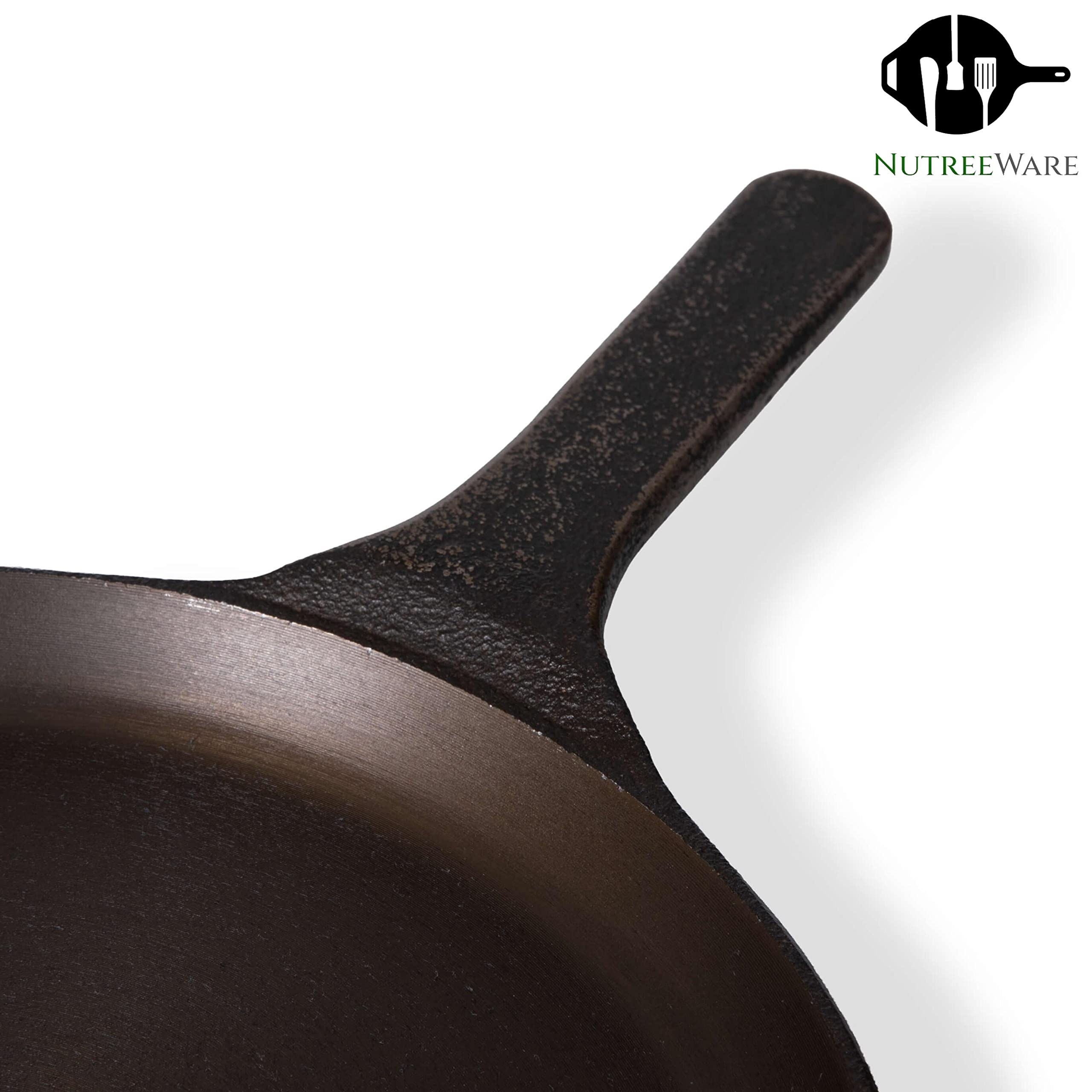 Nutreeware Pre-Seasoned Cast Iron Omellette Tawa β 10 inch | Dosa Kallu | Chemical-Free | Naturally Non-Stick by Edible Oil | Toxin-Free | Gas & Induction Compatible | Black 3