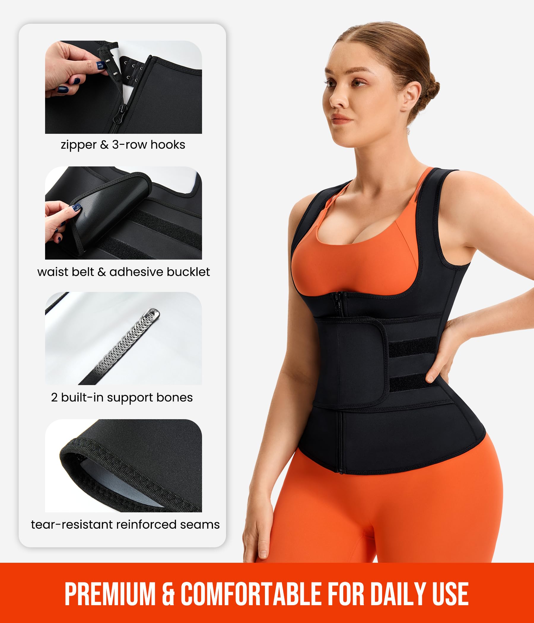 Junlan Schwitzgürtel Zum Abnehmen Korsett Damen Bauchweg Sauna Shirt Taillenformer Fitness Thermo Sauna Suit Hot Polymer Sauna Weste Damen