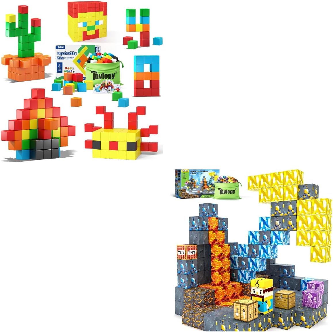 Toylogy 96PCS Magnetic Blocks for Toddlers Toys, Mine Magnetic Blocks-Build Magnet World Set for Boys & Girls Magnet Kids Toys Gift