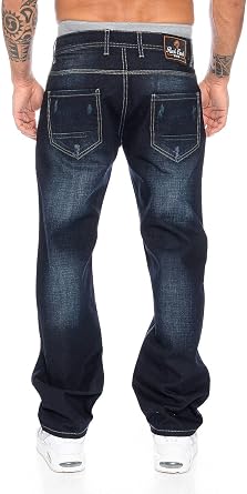 rock creek rc-2091 men's jeans denim trousers blue straight cut straight leg