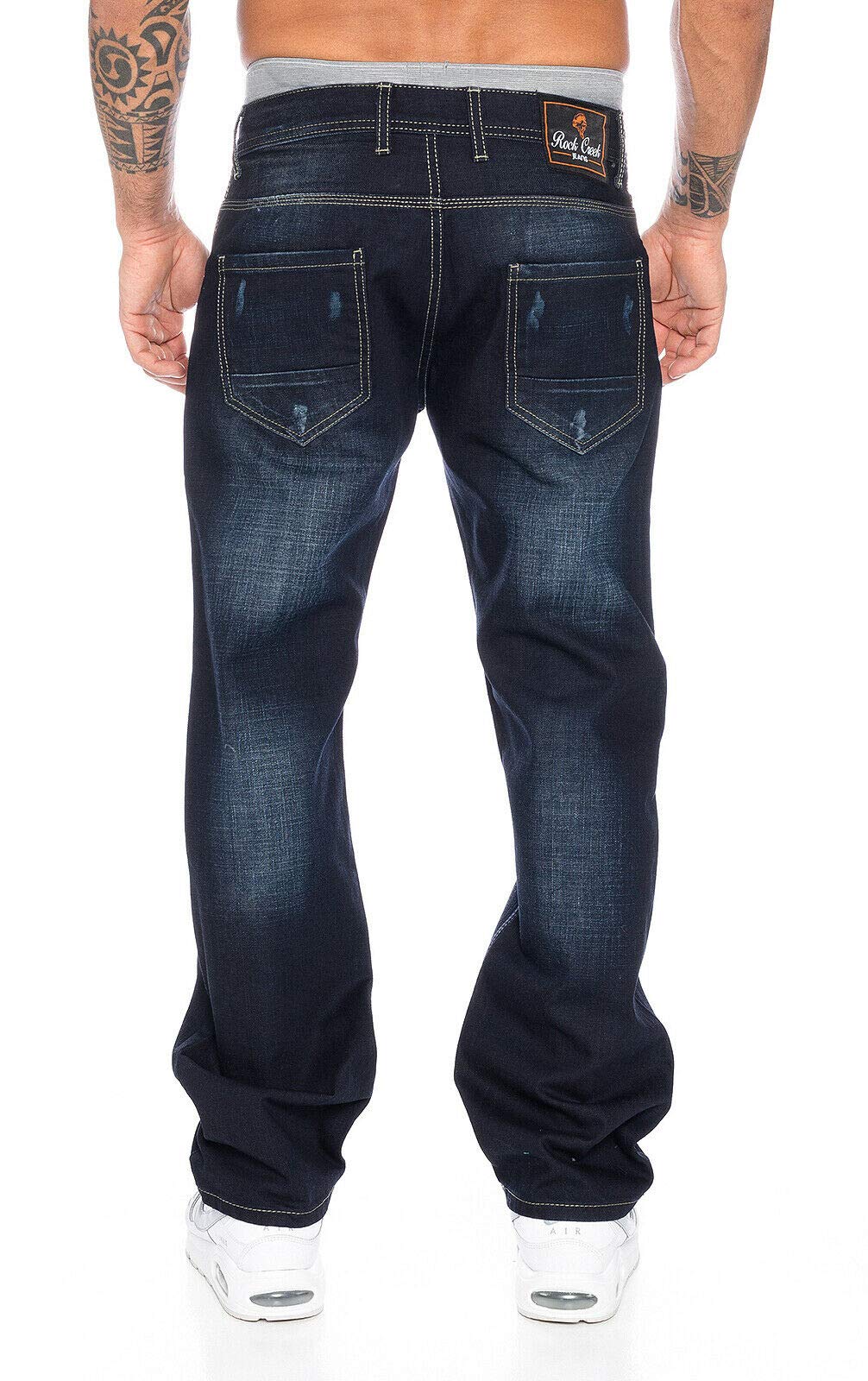 Rock Creek Jeans Herren Hose Straight Cut Gerades Bein Denim M30 | Klassische Herrenjeans mit geradem Schnitt, lange Jeanshose und Herrenhose für Alltag, Freizeit, Büro und Casual-Looks