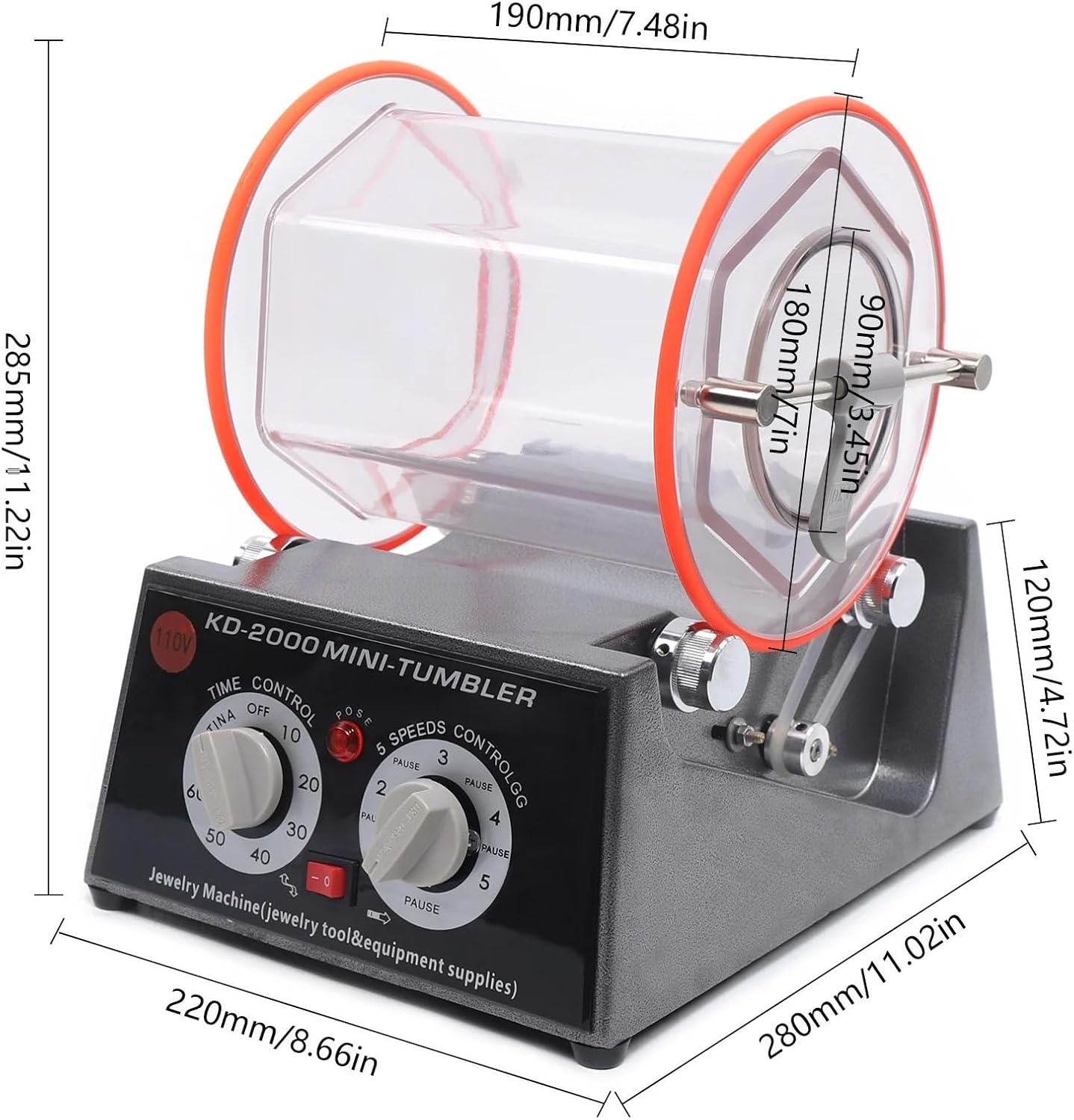 Jewelry Rotary Tumbler Polisher,Mini Polisher Tumbler Jewelry Polisher Machine with s Barrel and Polishing Bead