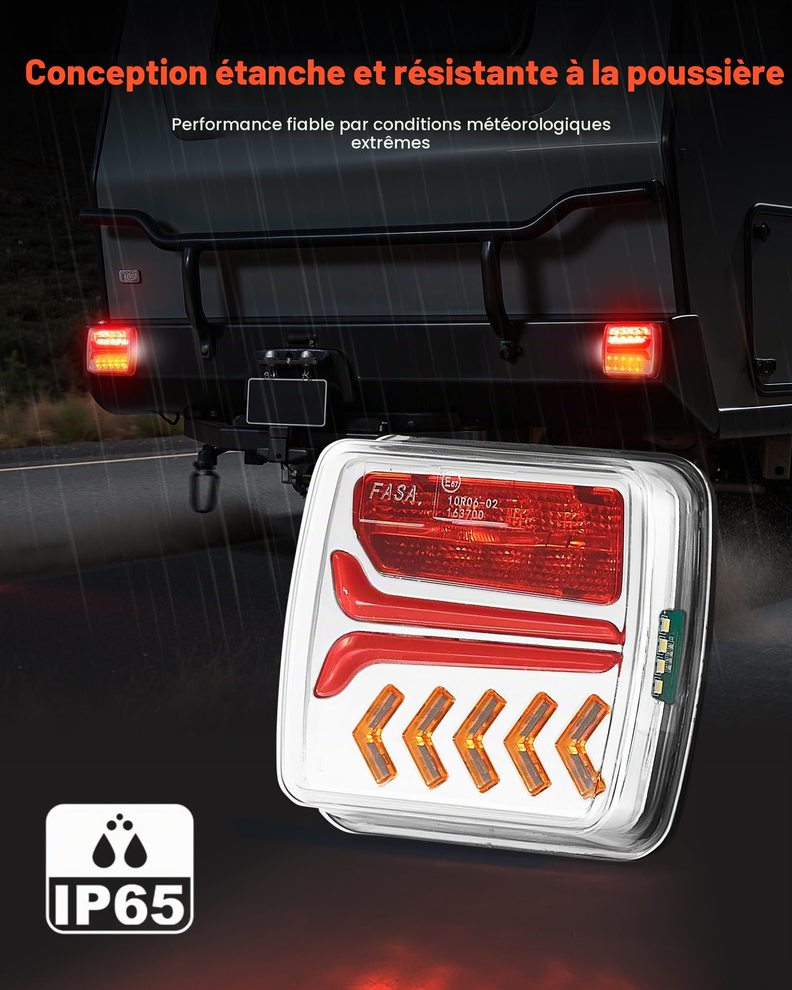 VEVOR Feux de Remorque Magnétiques LED 2PCs, Feux Arrière/Stop/Clignotant/de Plaque d'Immatriculation/de Recul, Kit d'Éclairage de Remorque Étanche 12 V sans Fil, pour Bateau, Camion, Camping-car