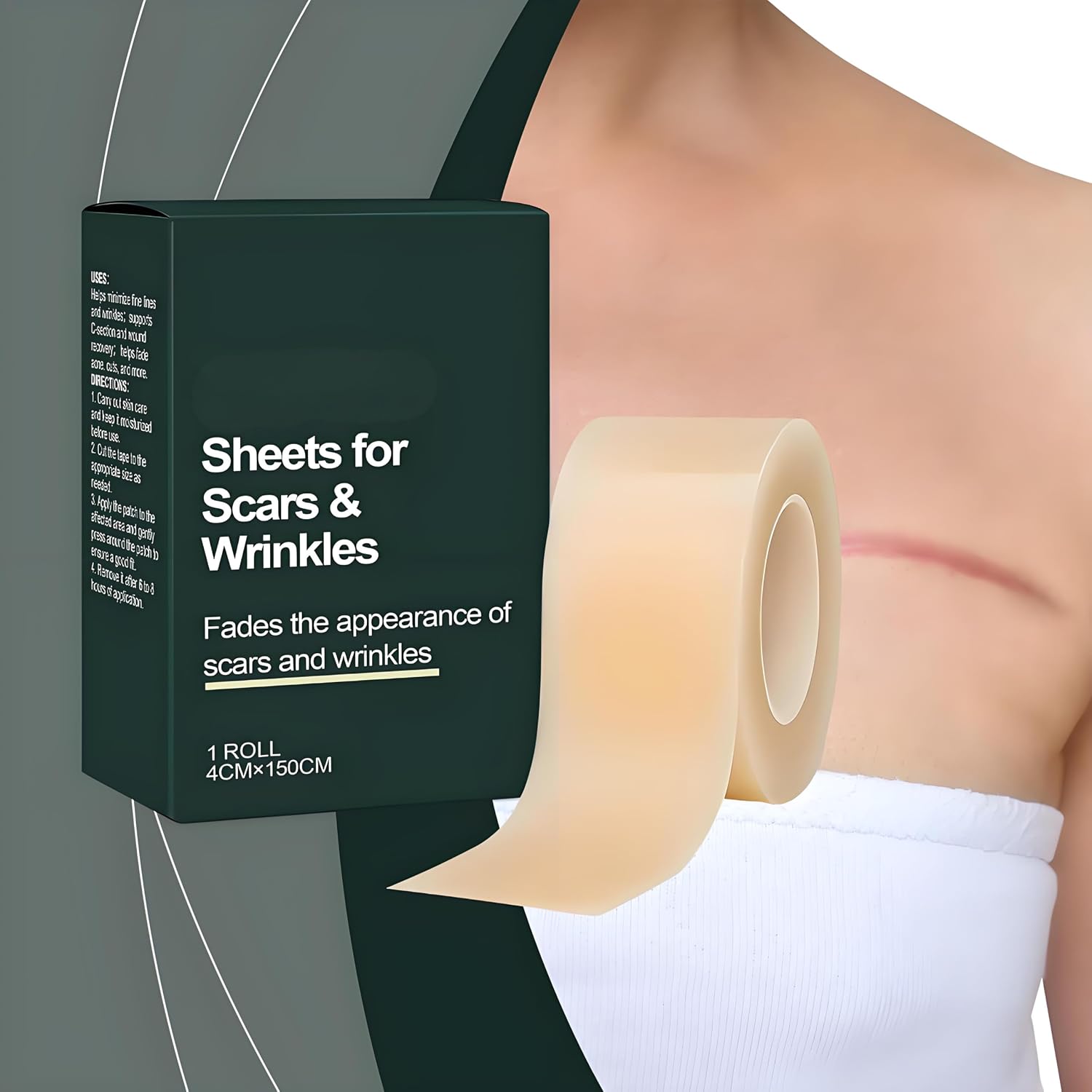 Silicone Scar Sheets,Silicone Scar Tape,Silicone Scar Removal Strips for Surgical,C-Section,Tummy Tuck,Keloid Scars Keloid Bump Removal