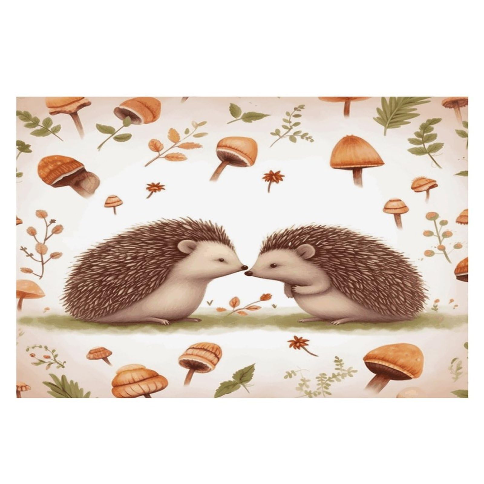 Nature Lovely Hedgehog Lovers Placemats Heat-Resistant Washable Place Mats Anti Slip Dining Table Place Mats Wipeable Dining Table Mats Kitchen Decoration Placemats 17.7’’×11.8’’