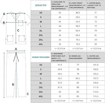 B-well Colombo Unisex Scrub Set, Slip-On Tunic and Slip-On Trousers Set, Medical Doctor Uniform, Medical Uniforms & Scrubs, Medical Work Wear, Thick Fabric