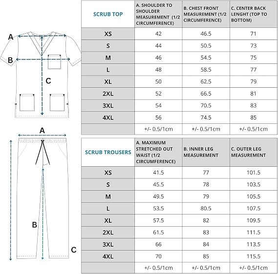 B-well Colombo Unisex Scrub Set, Slip-On Tunic and Slip-On Trousers Set, Medical Doctor Uniform, Medical Uniforms & Scrubs, Medical Work Wear, Thick Fabric