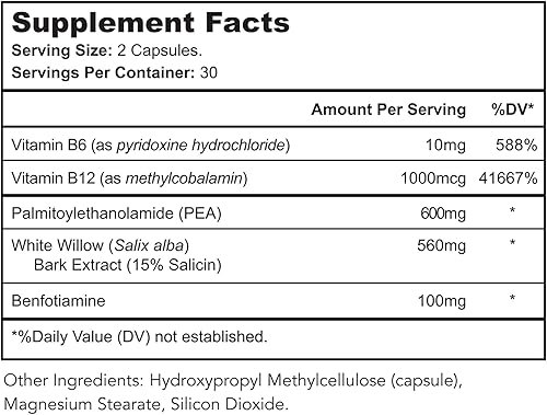 Miniatura 2 de Restauración del nervio - Suplemento de apoyo nervioso - Incluye guisante, sauce blanco y complejo de apoyo nervioso de vitamina B para apoyo