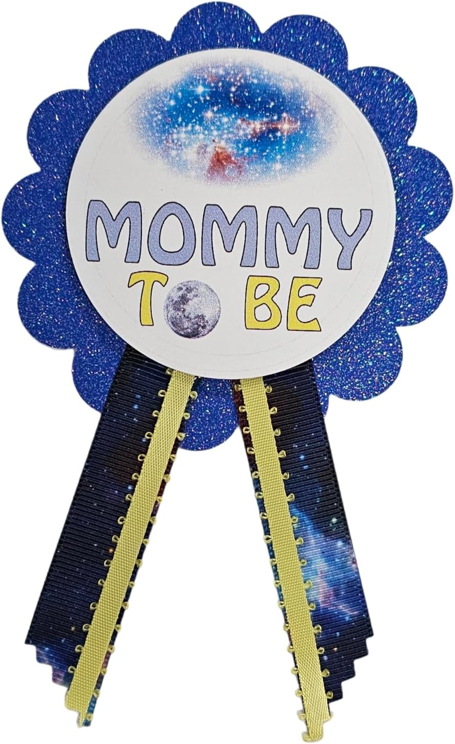 Galaxy Baby Shower Pins for Family to Wear at Gender Reveal Outer Space Theme Rockets It's a Boy Sprinkle