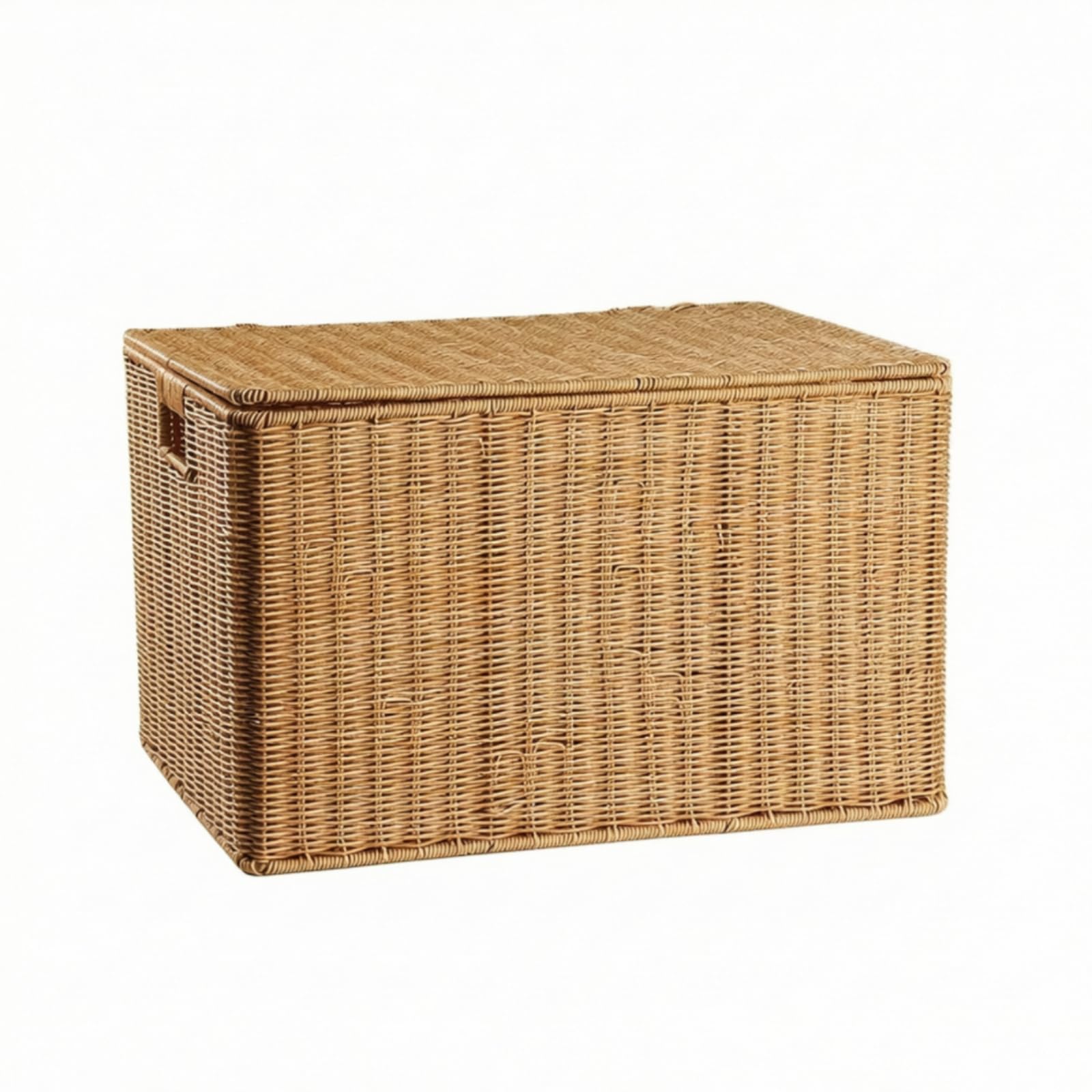 KESOTO Panier Tressé Cvercle Rectangulaire Boîte Rangement Cvercle Anti-Pssière Panier Tressé pr Étagère, Chambre, Brun, 50x35x31cm