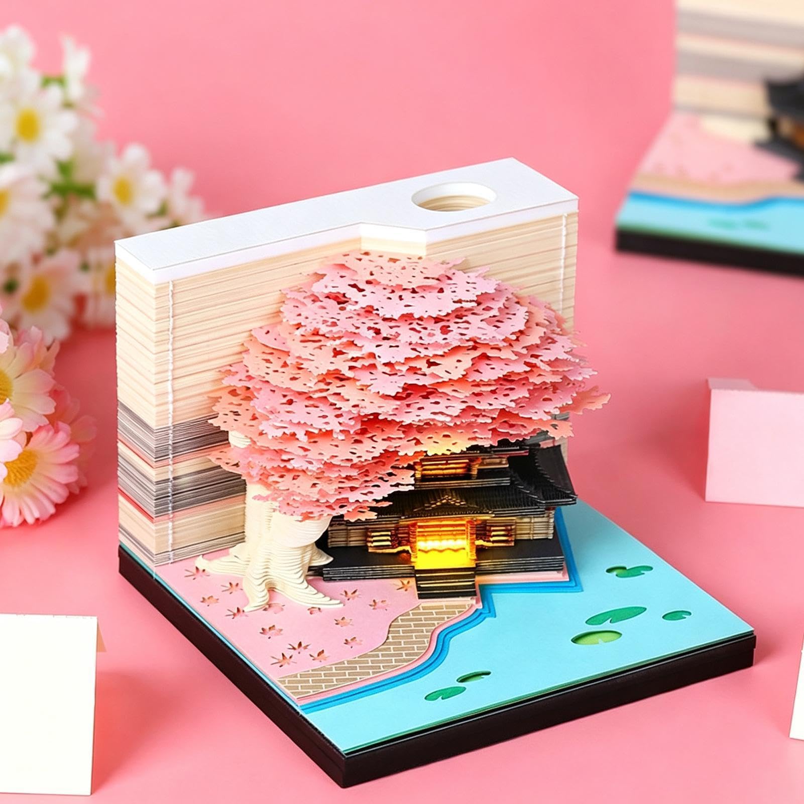 3D Kalender 2027 3D Schreibtisch Zeitmesser Schnitzerei Notiz-Block | Büro Schreibtisch -Kalender Für Bücherregal, Homeoffice, Schule, Studentenwohnheim, Wohnung, Schlafzimmer, Wohnzimmer