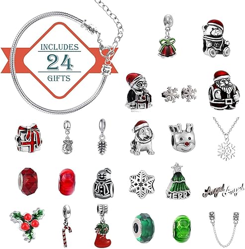 Miniatura 3 de Calendario de Adviento de Navidad 2023, pulsera con dijes de 24 días, calendarios de cuenta regresiva, juego de joyas para niñosniños, regalo de Año
