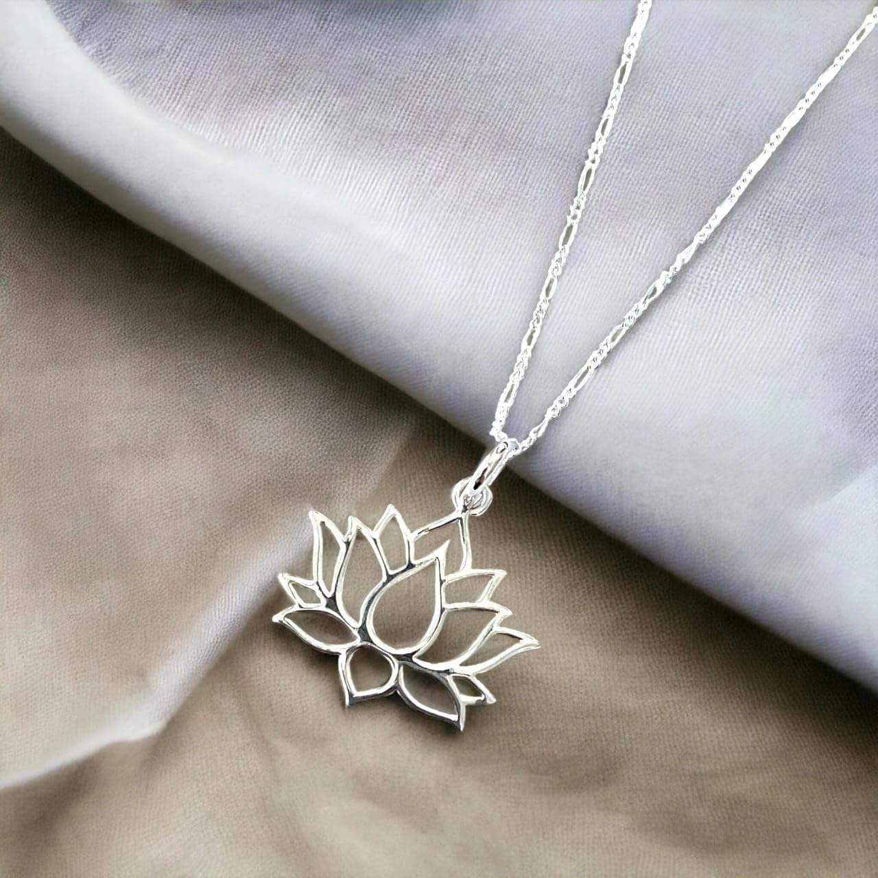 Sterling Silver Lotus Pendant Necklace – Lotus Flower Necklace - Open Lotus Flower Charm Necklace – Lotus Jewelry Mother’s Day Birthday Gifts for Women Girls