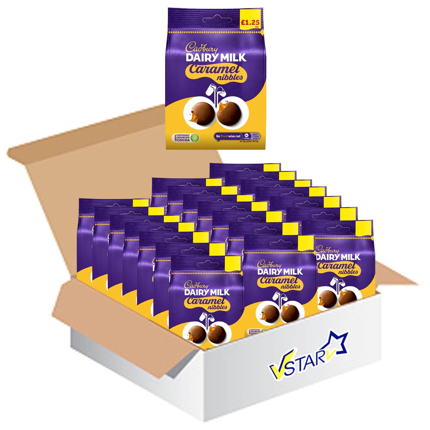 VSTARAll Chocolate Bars Collection (Dairy Milk Caramel Nibbles Bag 85g, Half Box)