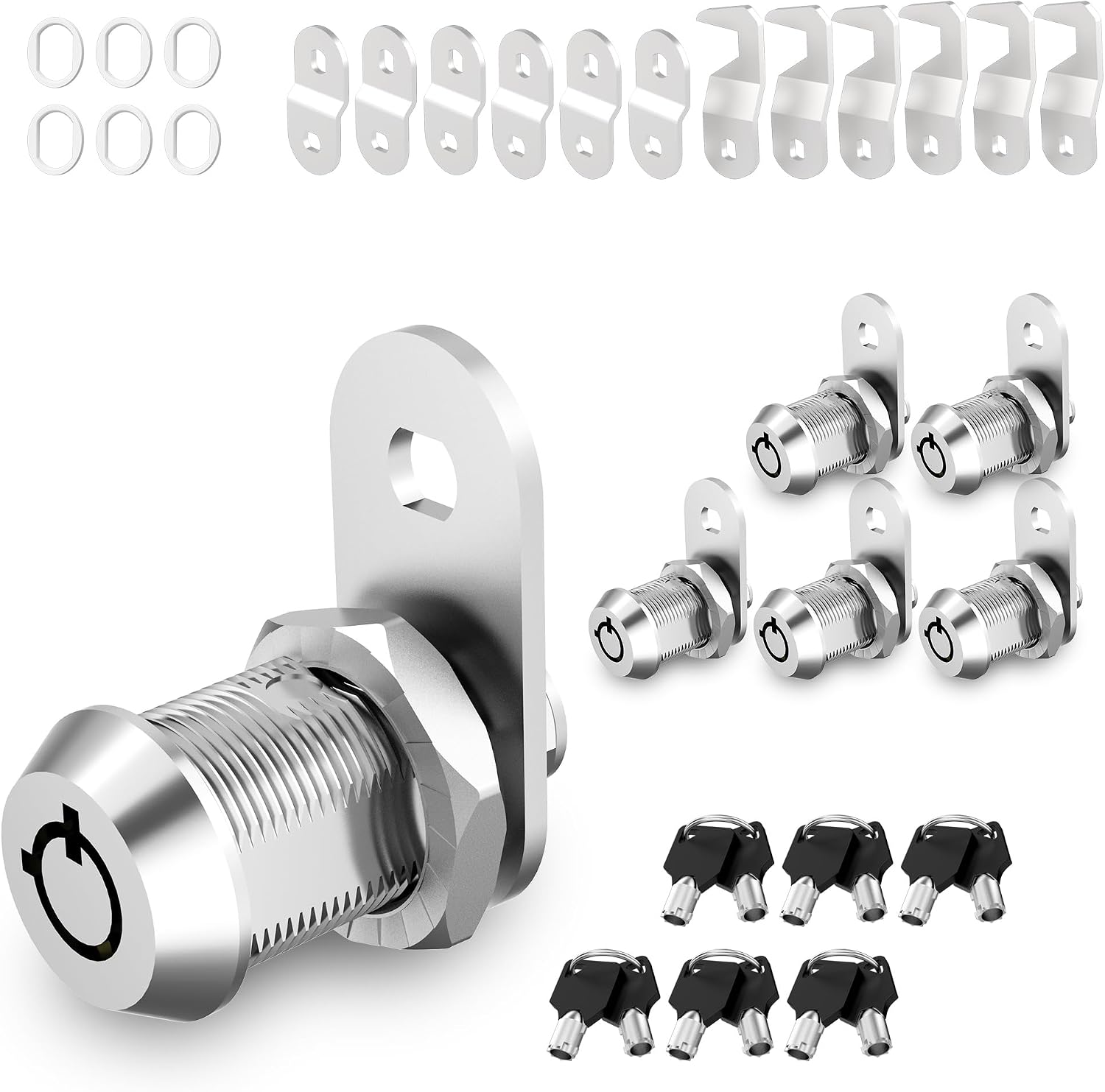 Jayseon 6 Pack Cabinet Locks with Keys, RV Compartment Locks 5/8" Cam Lock Keyed Alike, Toolbox Locks RV Storage Lock for Storage Door Mailbox, Zinc Alloy