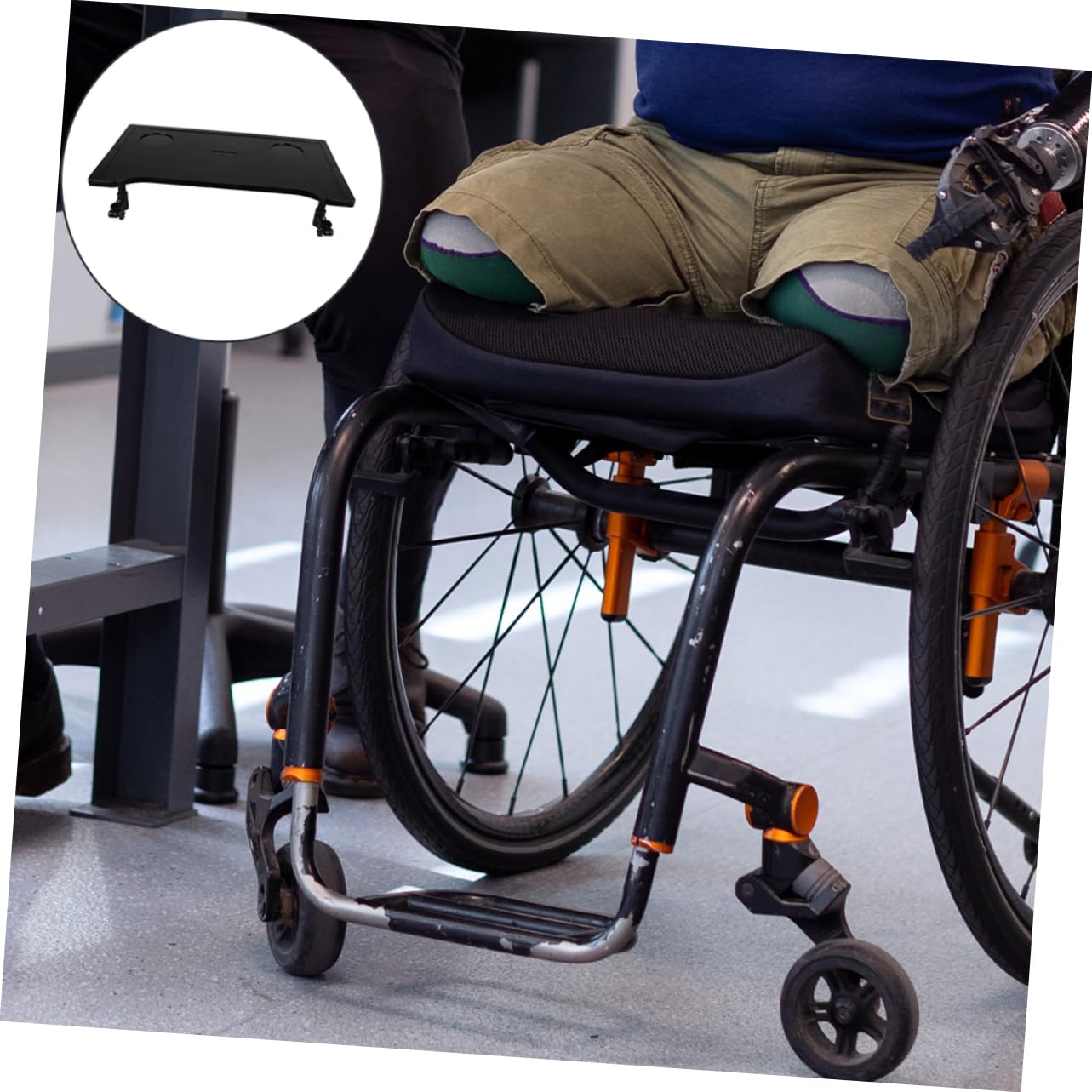 Table à Manger pour Fauteuil Roulant Noire Abs, Lot de 2 Pièces
