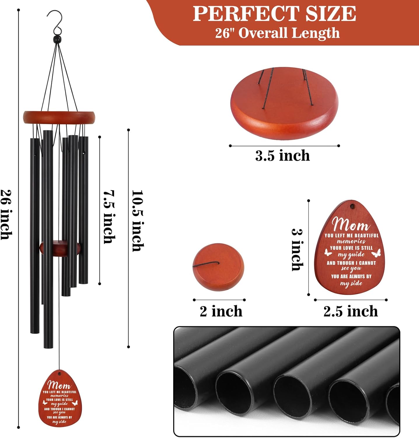 Wind Chimes for Outside, Memorial Wind Chimes for Loss of Loved One Mom Sympathy Gift, Bereavement Remembrance Sentimental Gifts for Loss in Memory of Loved One Gifts - Image 4