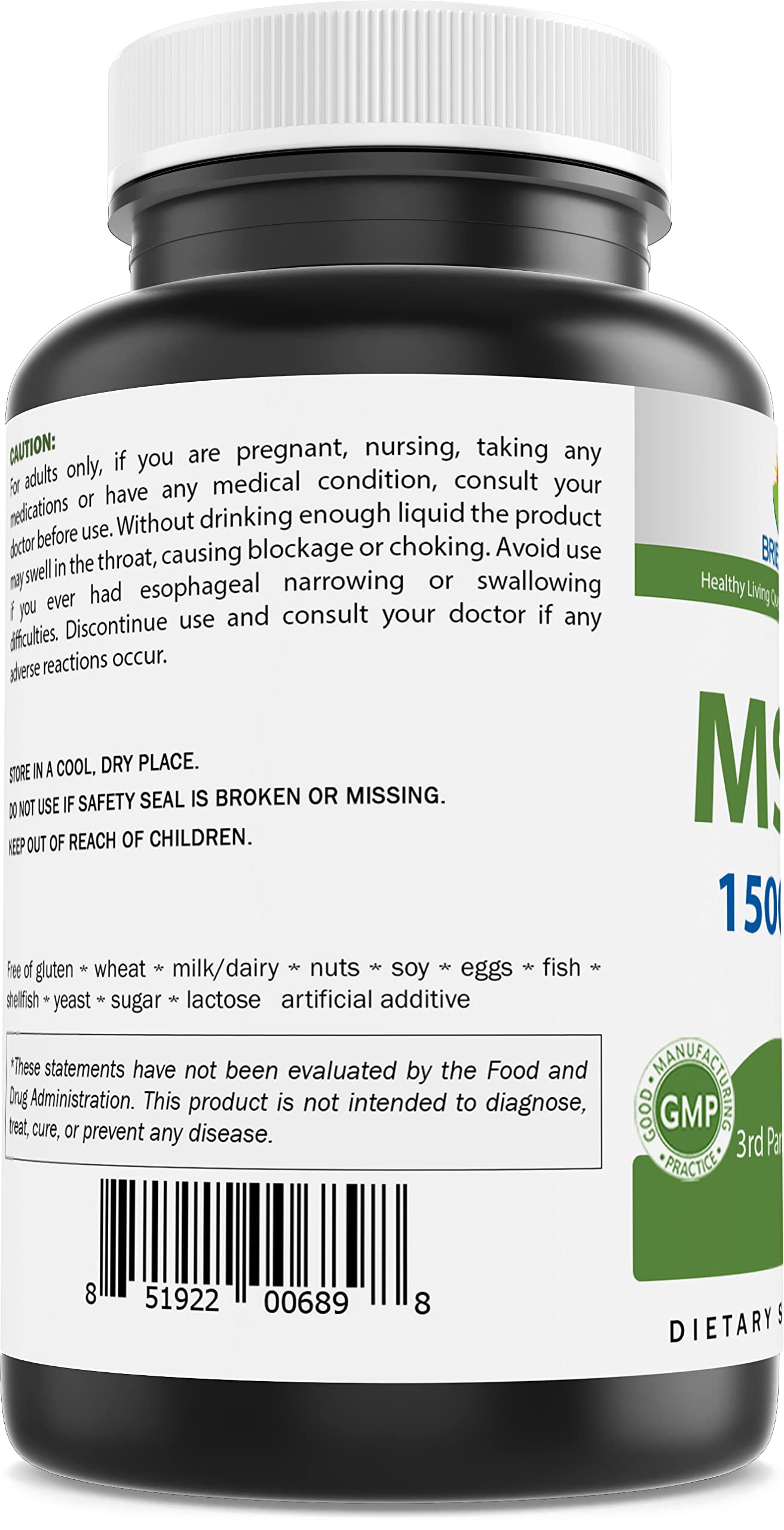 Brieofood MSM Supplement 1500mg per Tablet - Methylsulfonylmethane Powder Tablet — Amazon image 7