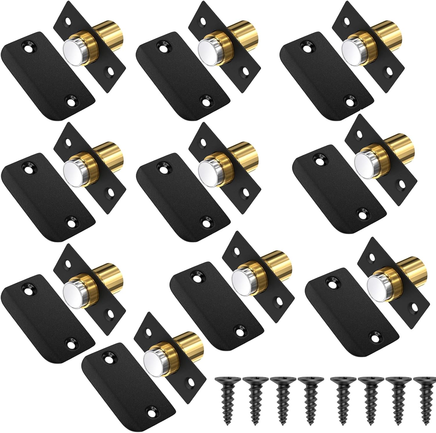 Ball Catch Door Hardware Jiayi 10 Pack Magnetic Ball Catch Top of French Door Roller Latch Adjustable Roller Catch Drive in for Invisible Pantry Bedroom