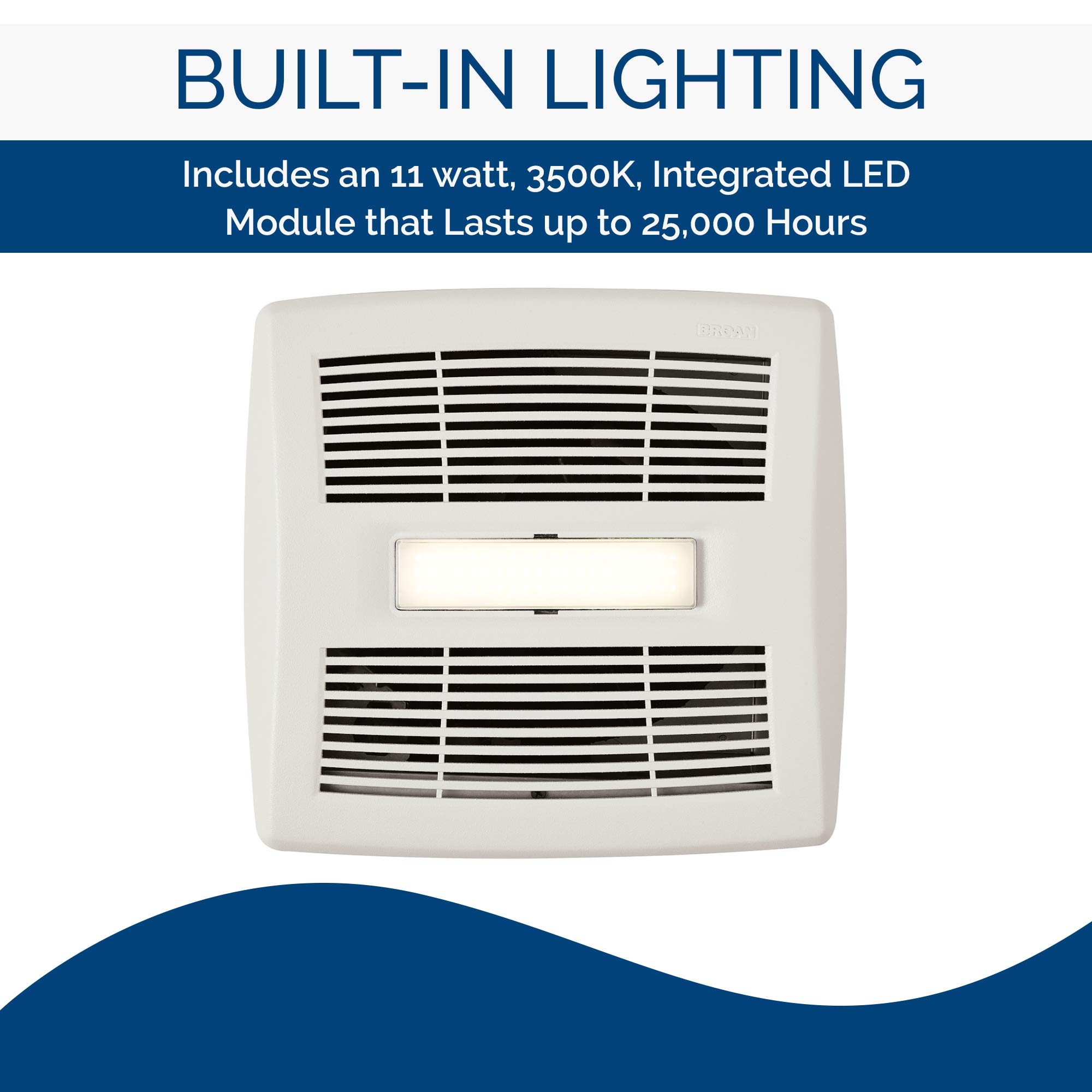 Broan-NuTone AE50110DCL Selectable Speed Ventilation Fan with LED, ENERGY  STAR Certified, 50-80-110 CFM, 0.3-0.4-0.9 Sones - Amazon.com