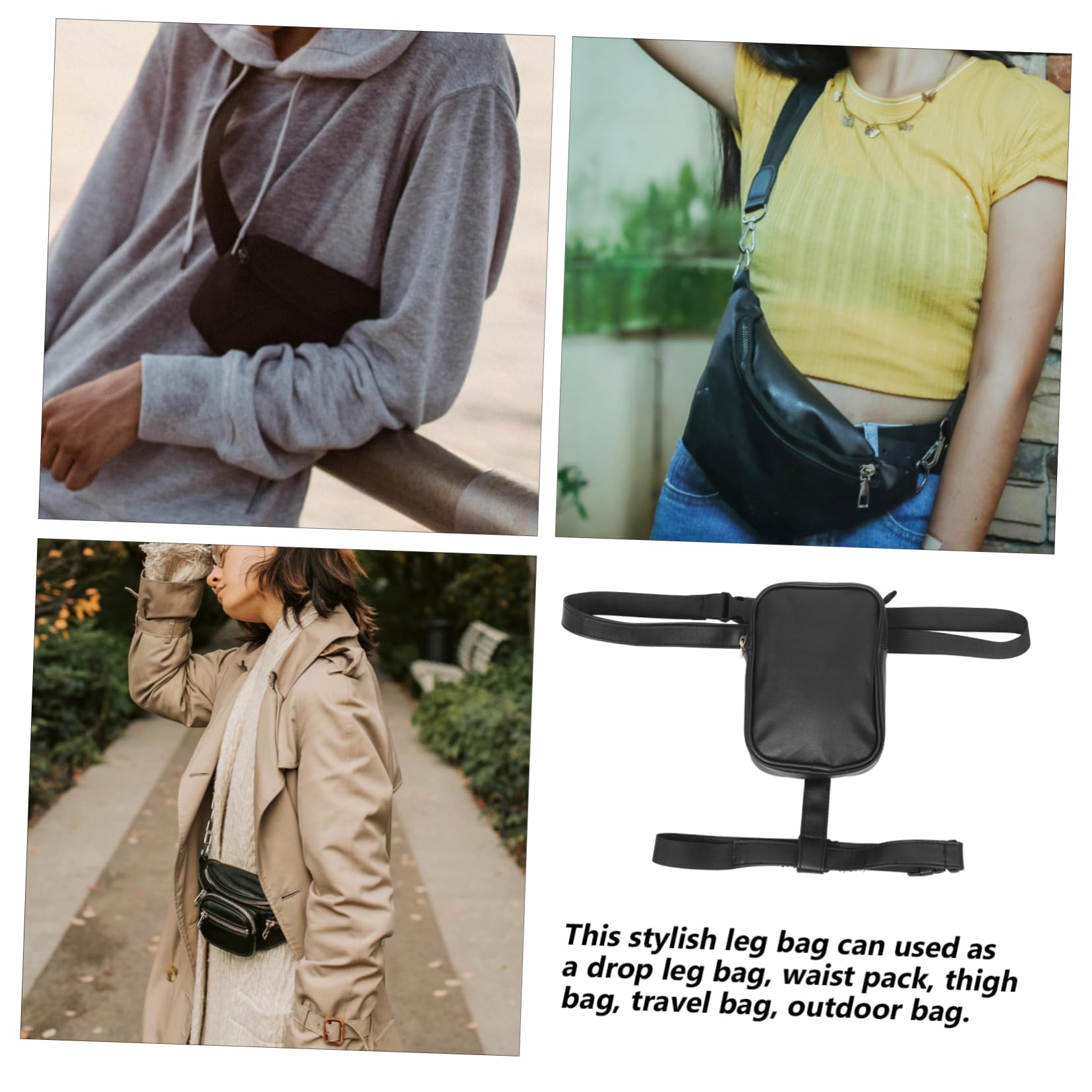 LIFKOME sportivo da gamba custodia del telefono manica del telefono gamba custodia da gamba per cellulare borsa da gamba per telefono sportivo da gamba pu Black