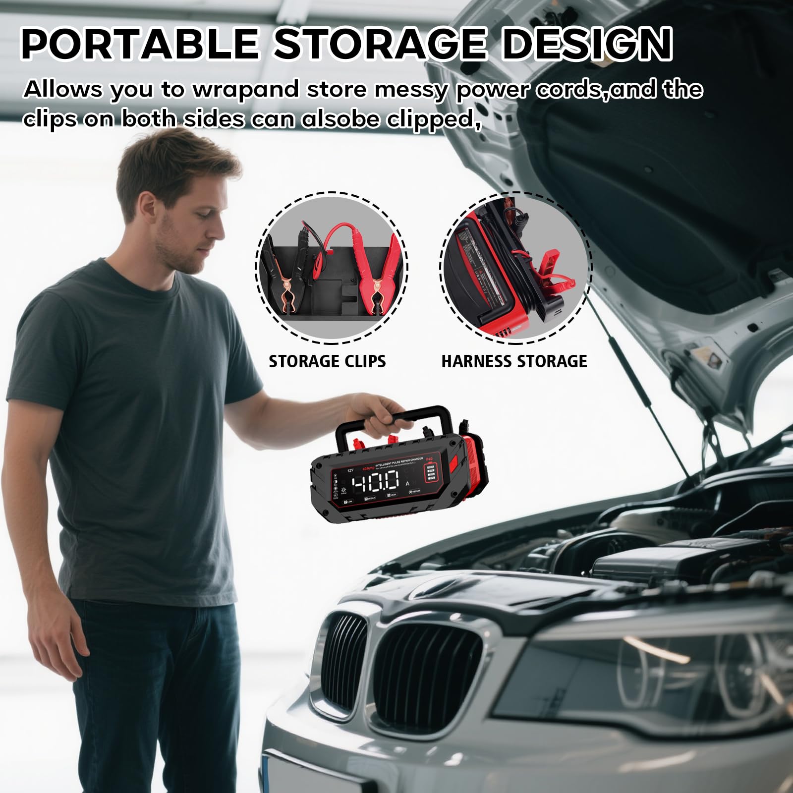 40A 6V/12V/24V Autobatterieladegerät-Haisito Intelligentes Ladegerät mit LCD-Display, Batteriepfleger,Erhaltungsladung&Entsulfatierung für AGM,Lithium,LiFePO4,Blei-Säure(Motorrad, Wohnmobil, Caravan)