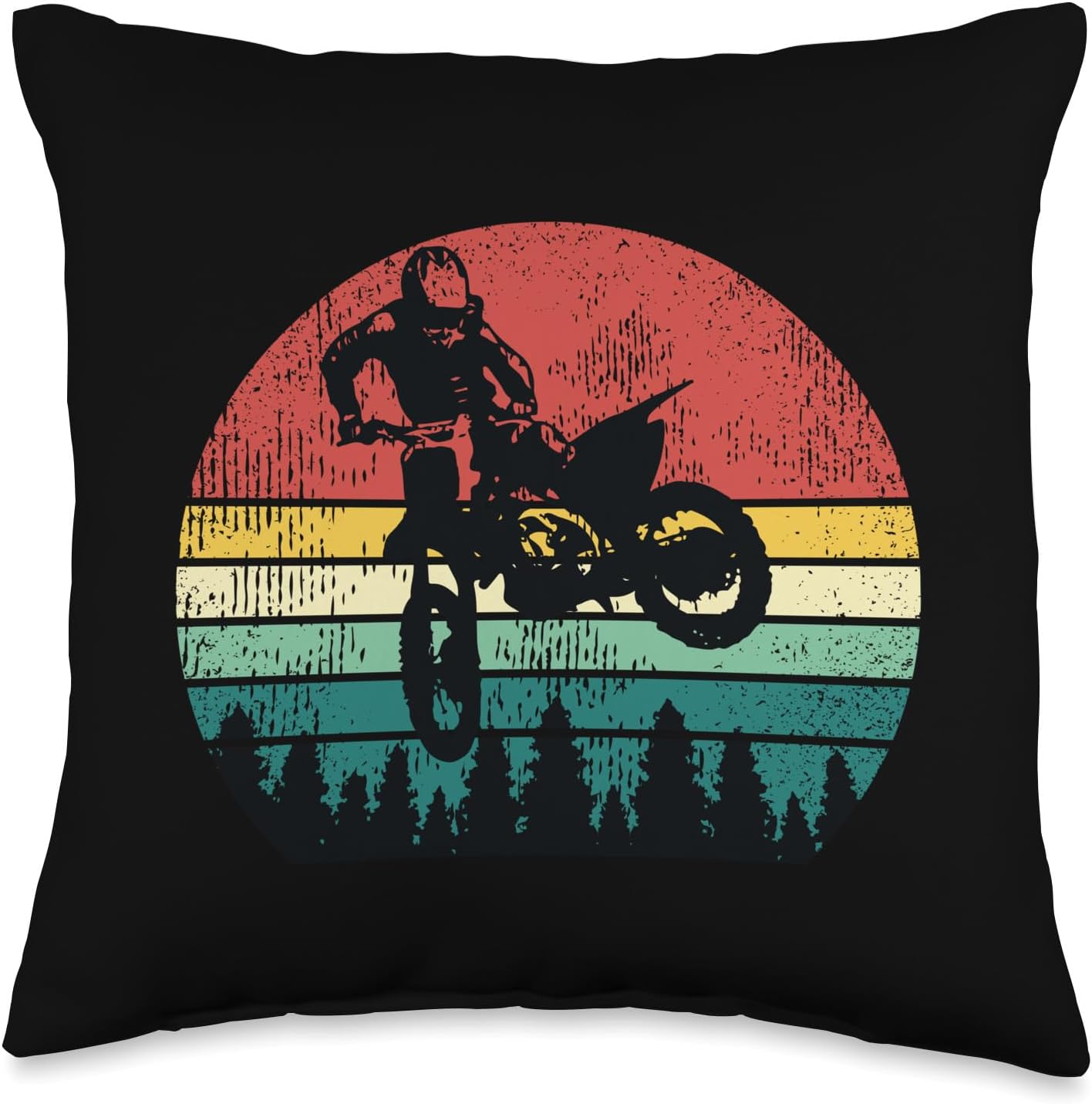 Retro Dirt Bike Motocross Motorcyclist Gift Throw Pillow