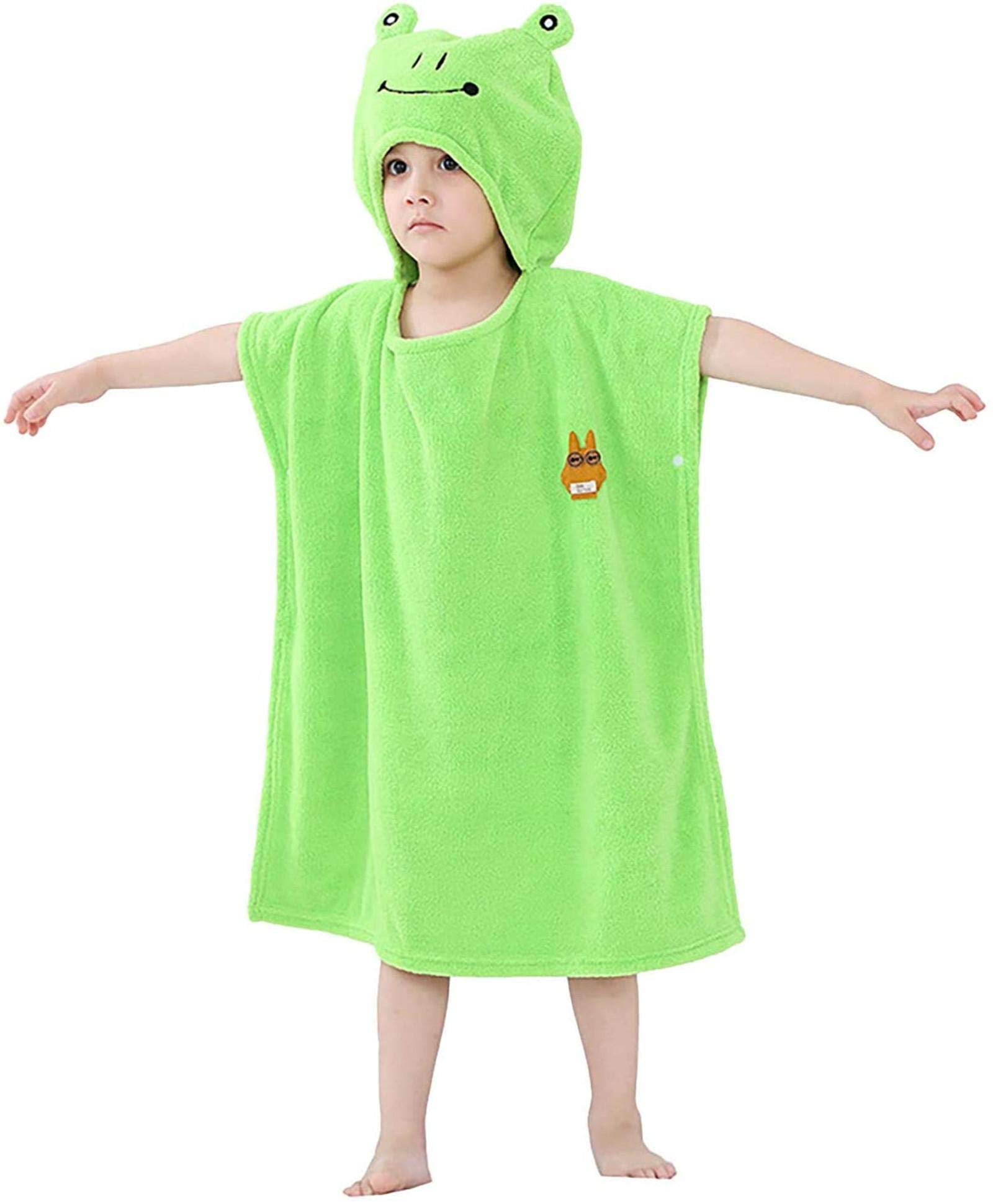 Serviette de bain enfant polaire corail grande serviette plage piscine verte à chapeau