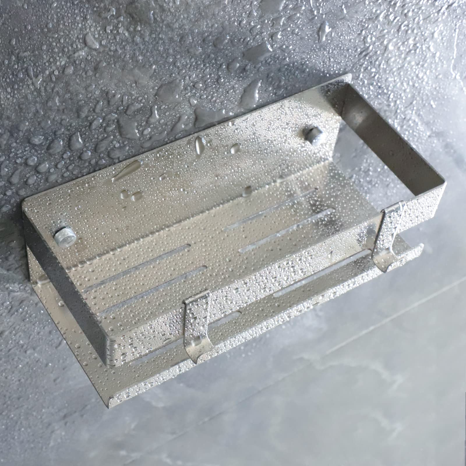 EXLECO Mensola Doccia Acciaio Inox Adesiva Senza Foratura con 2 Ganci Argento