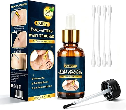 Skin Tag Remover & Wart Remover Liquid, Fast Acting Plant Based Formula for Common Warts, Corns & Skin Tags, Precision Applicator, Gentle for Face Neck Hands Feet Body, 1 Fl Oz