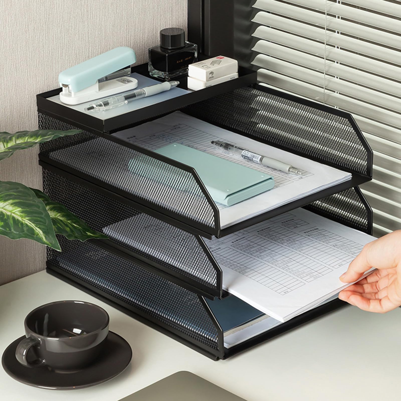 3/4-stufige Papieraufbewahrung, Briefablage, Aktenhalter, Schreibtisch Organizer, Ablageablagen, Schreibtischzubehör, Bürobedarf
