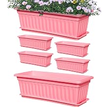 Window Boxes Planter, Railing Planter Box, Weather-Resistant Planterr, Built-In Drainage Holes, Durabless Design, 6-Pack, Ideal for Vegetables, Kitchen, Patio, Balcony, 44x19x14cm White Blue