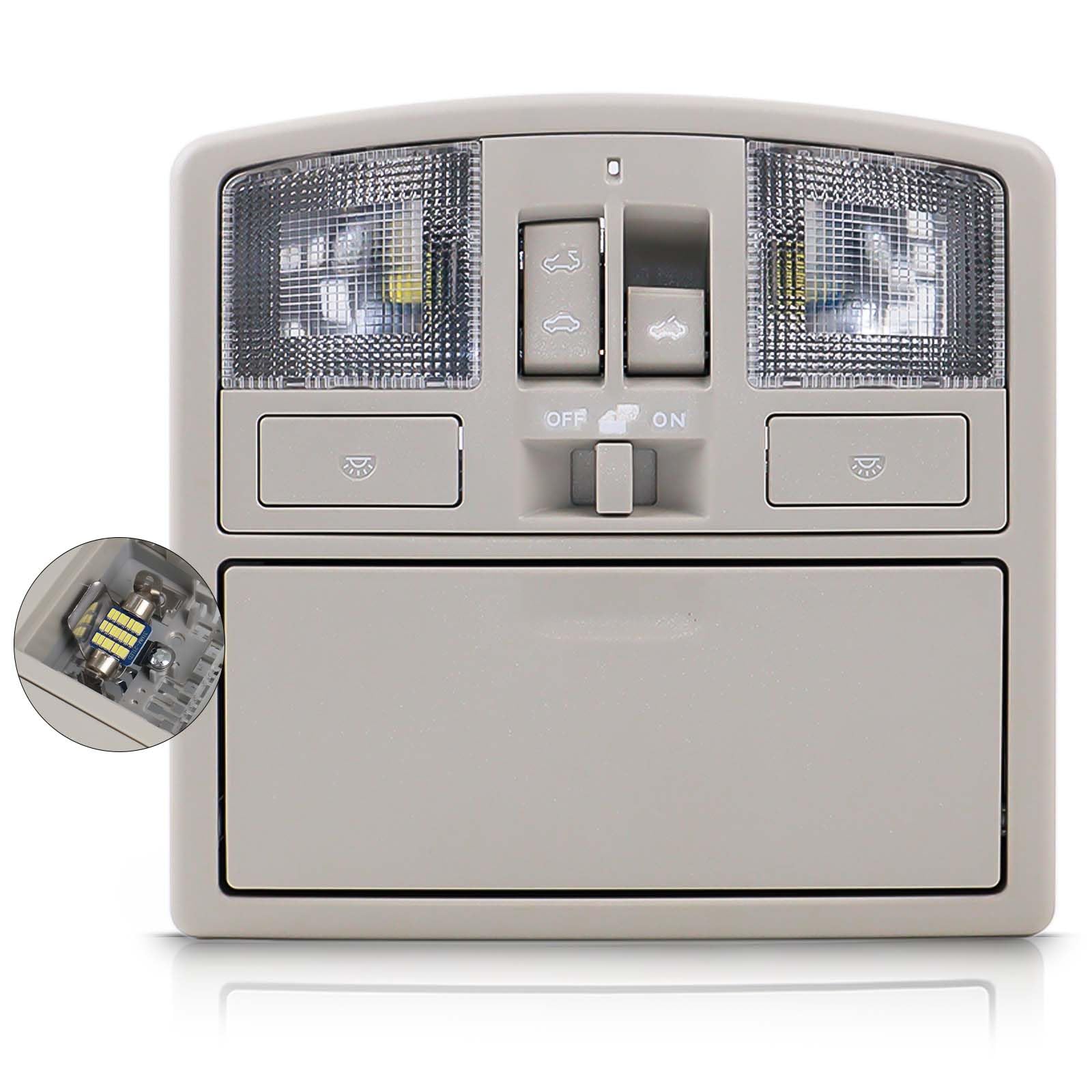 Consola superior LED con interruptor de techo corredizo para Mazda 3 (2010, 2011, 2012 y 2013). Luz de techo interior, luz de lectura, luz de mapa, reemplazo BBM6 69 970B 75 BCN8 69 970B 75 BBM669970B75.