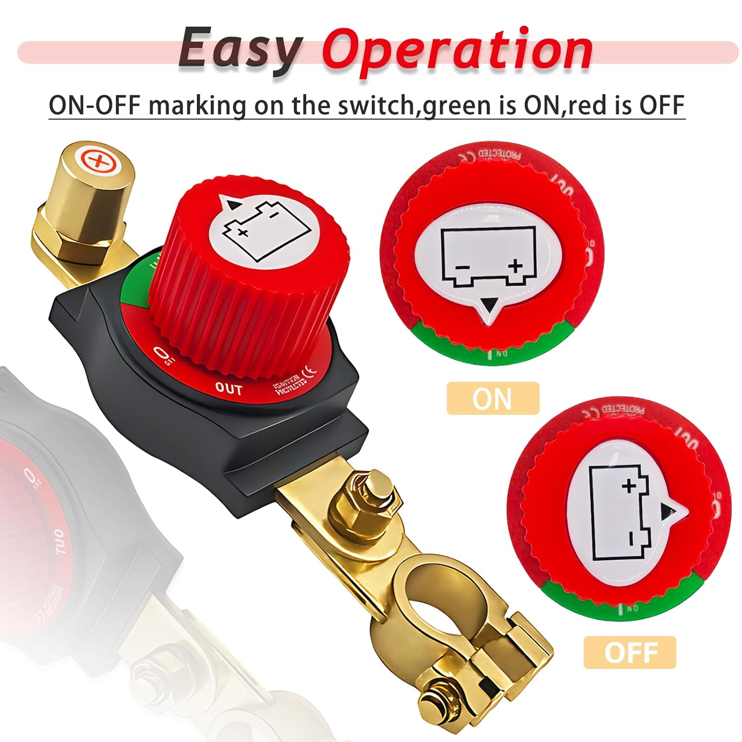 2pc Top Post Battery Disconnect Switch,12-48V Car Battery Kill Switch,Suitable for 17-18 mm terminals,Battery Disconnect Switches are Mainly Used in Automobiles, Rvs, Boats, Solar Panels Batteries