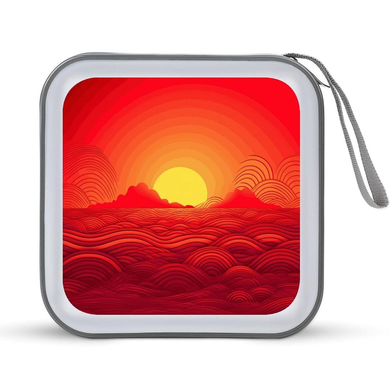 JTREHY Red Sunrise CD Case 40 Capacity Case Zipper CD Collection Bag with Handles Cover DVD Storage Hard Plastic DVD Disc Cases Storage Binder for Car Home Office Travel