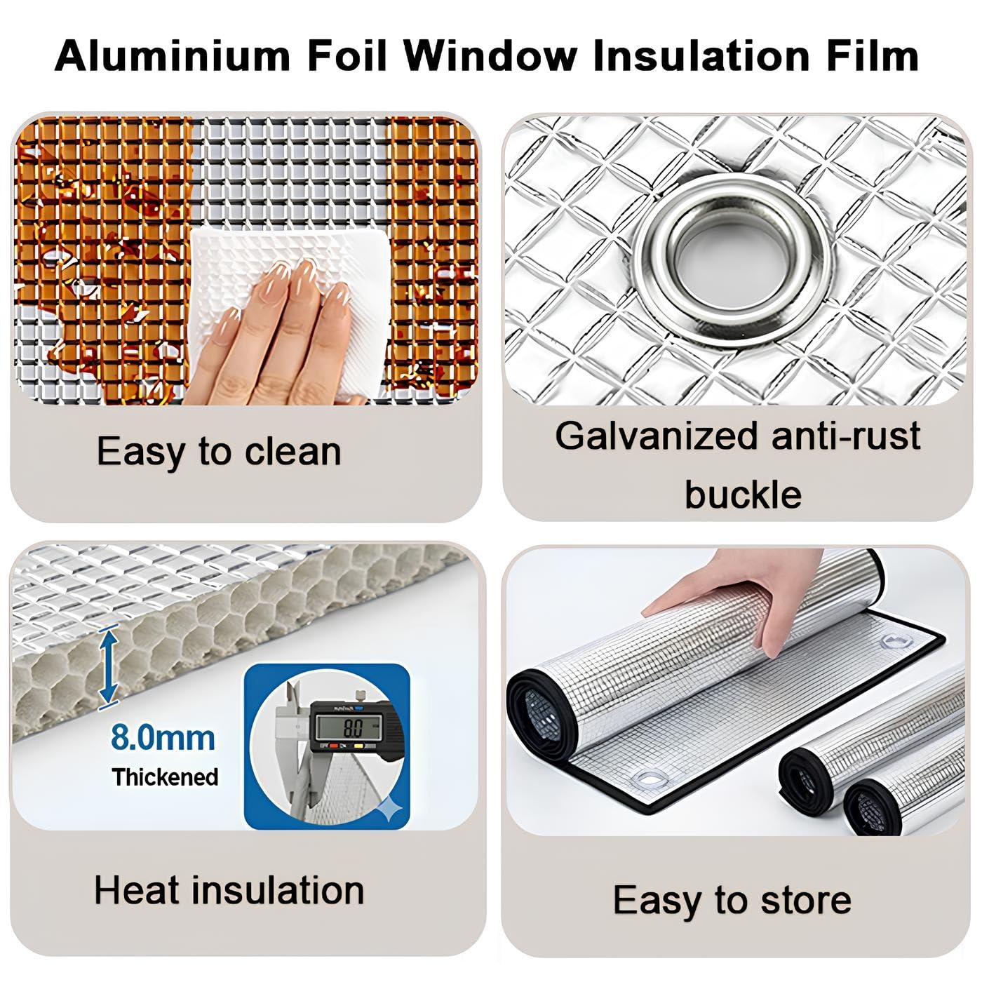 Película Aislante Térmico para Ventanas De Aluminio Doble Capa, Lámina De Aluminio Reflectante con Ventosas Película De Privacidad Aislante Termico Ventanas para Hogar Oficina(130x285cm)