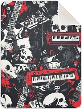 Punk Rock and Skull Baby Blankets for Boys Girls Toddler Swaddle Blankets for Kids Crib Stroller,Receiving Cotton Baby Blankets 30x40 inchs