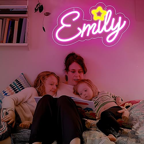 Miniatura 7 de ATTNEON Emily - Letrero de neón, luz LED de neón personalizada para dormitorio de niños, decoración de fiesta de cumpleaños, luz alimentada por USB