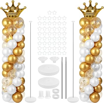 Balloon Column Stand Set of 2 Adjustable 40 cm - 2 m Balloon Tower Column Reusable Balloon Stand Metal for Birthday Wedding Baby Shower Graduation Decoration