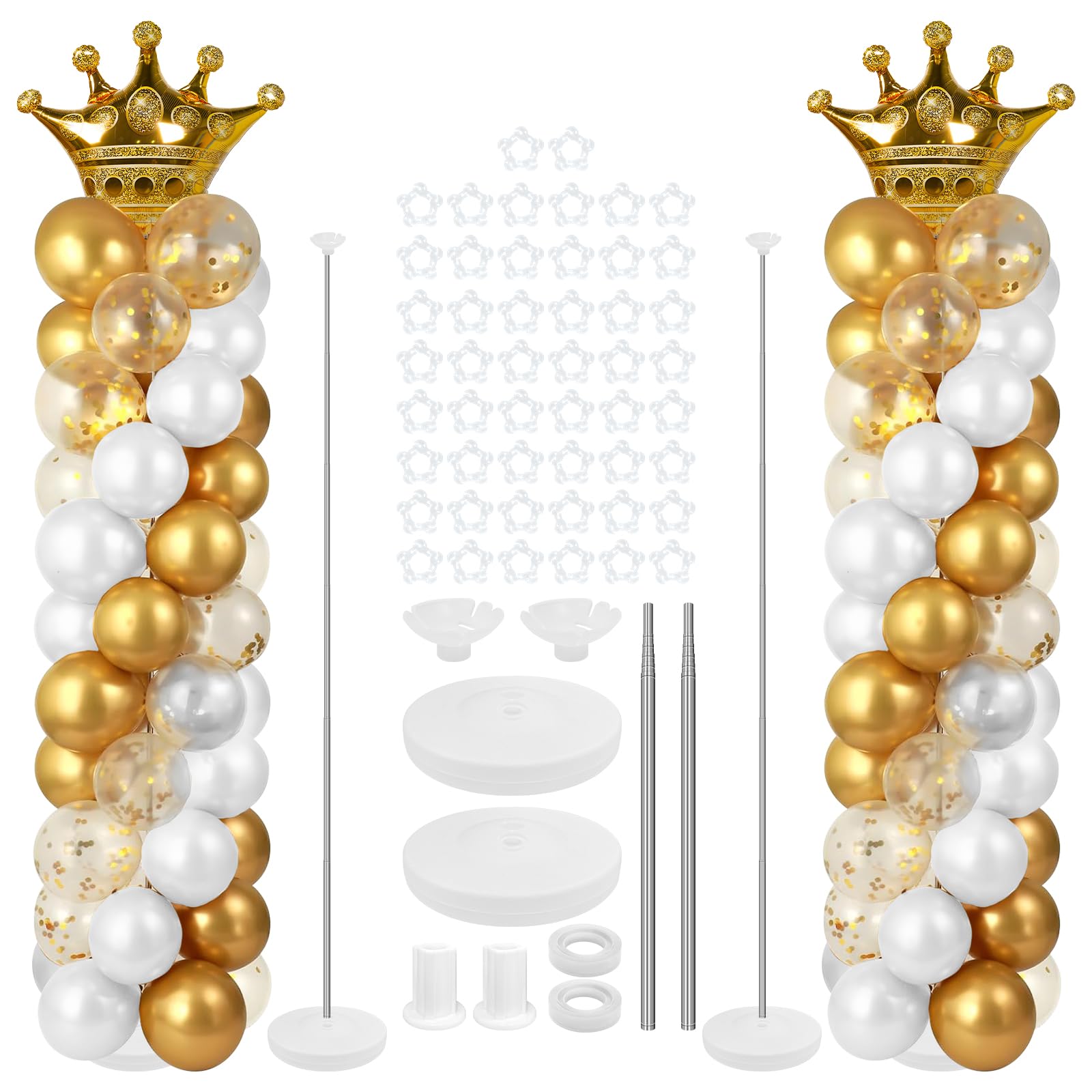 Supporto Colonna Palloncini, 2 Set Kit Supporto Palloncini Rregolabili 40cm - 2m, decorazione per Feste, Matrimoni, Compleanni, Shower Baby
