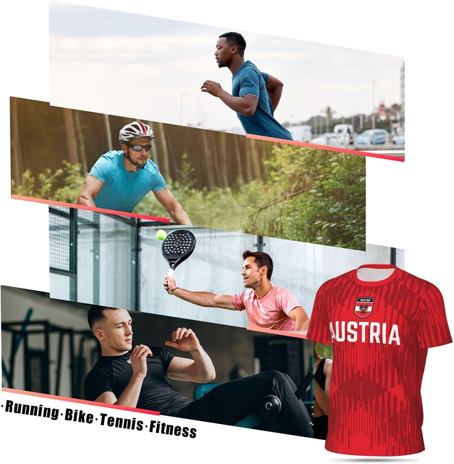 Austria Flag (5) T-Shirt for Running Soccer Tennis Fitness Sports Jerseys Shirts